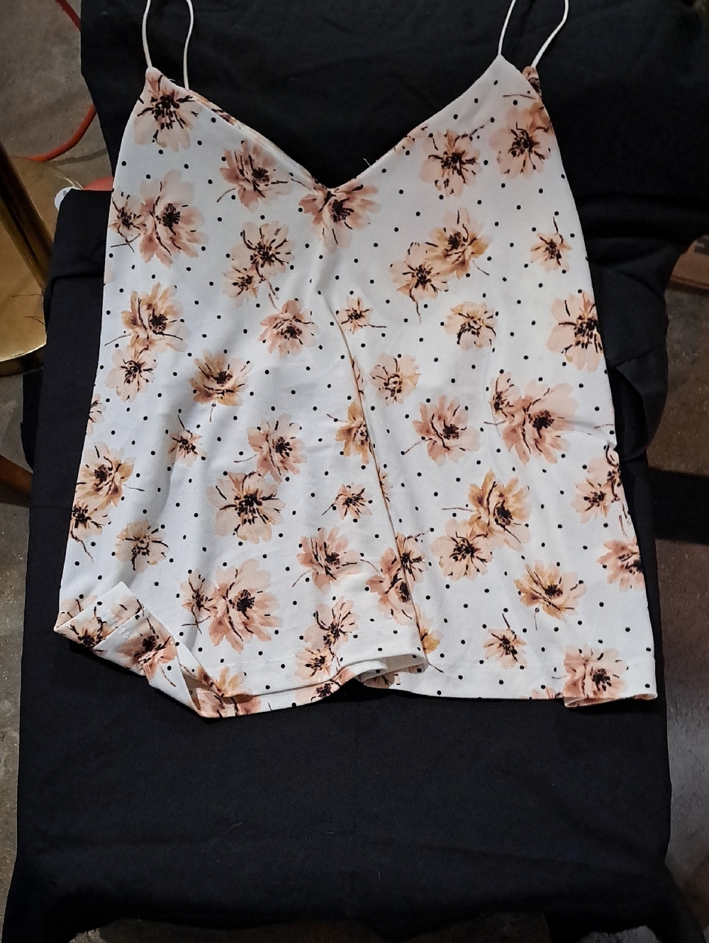 Maurices White Floral Dot Spaghetti Strap Tank Top